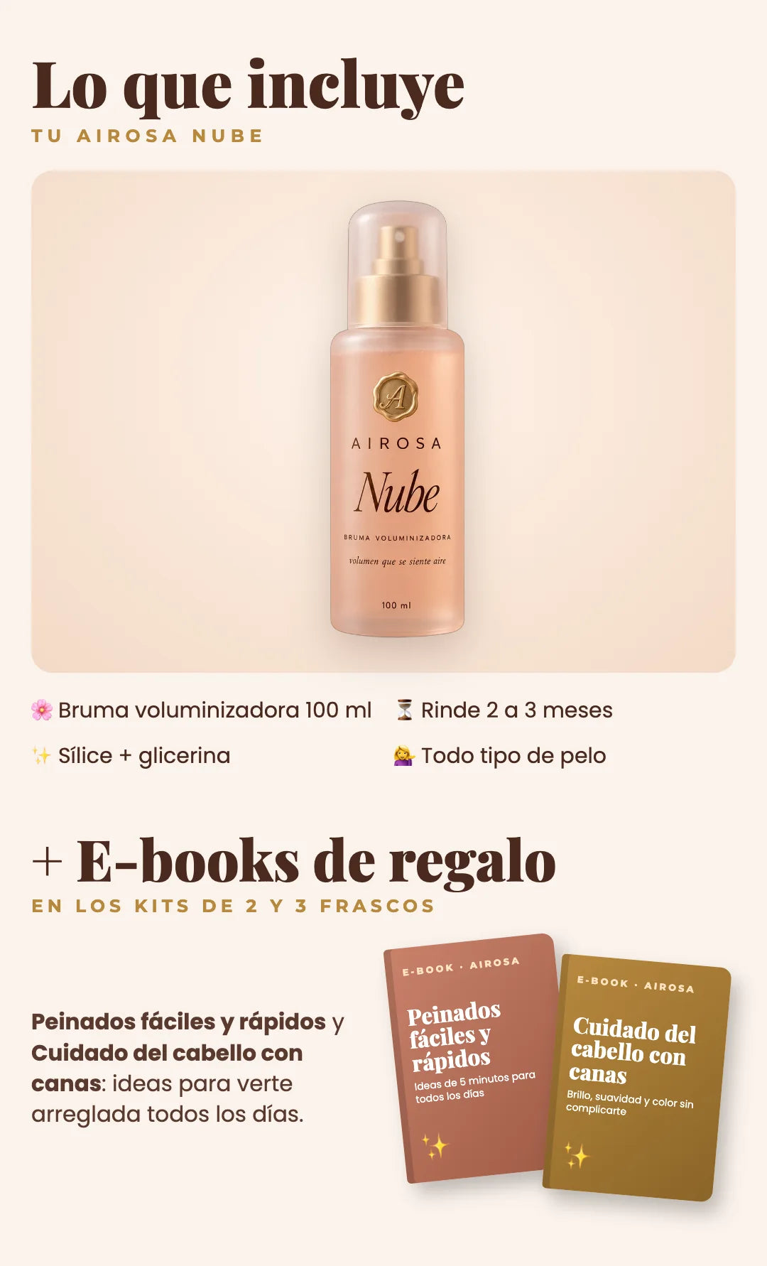 Lo que incluye: bruma voluminizadora 100 ml