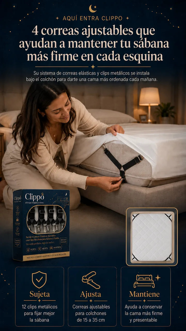 Clippo — la solución que asegura tus sábanas