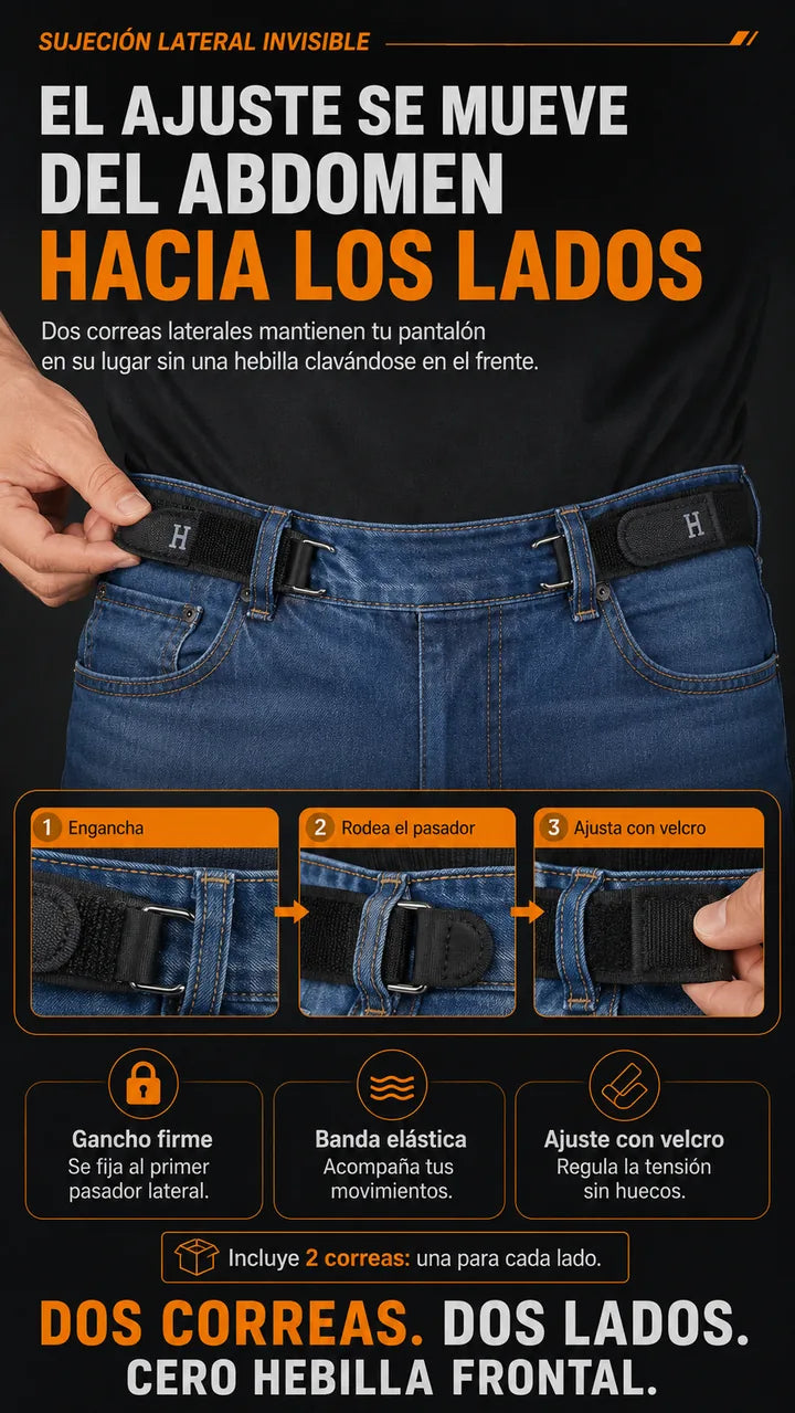 El ajuste se mueve del abdomen hacia los lados