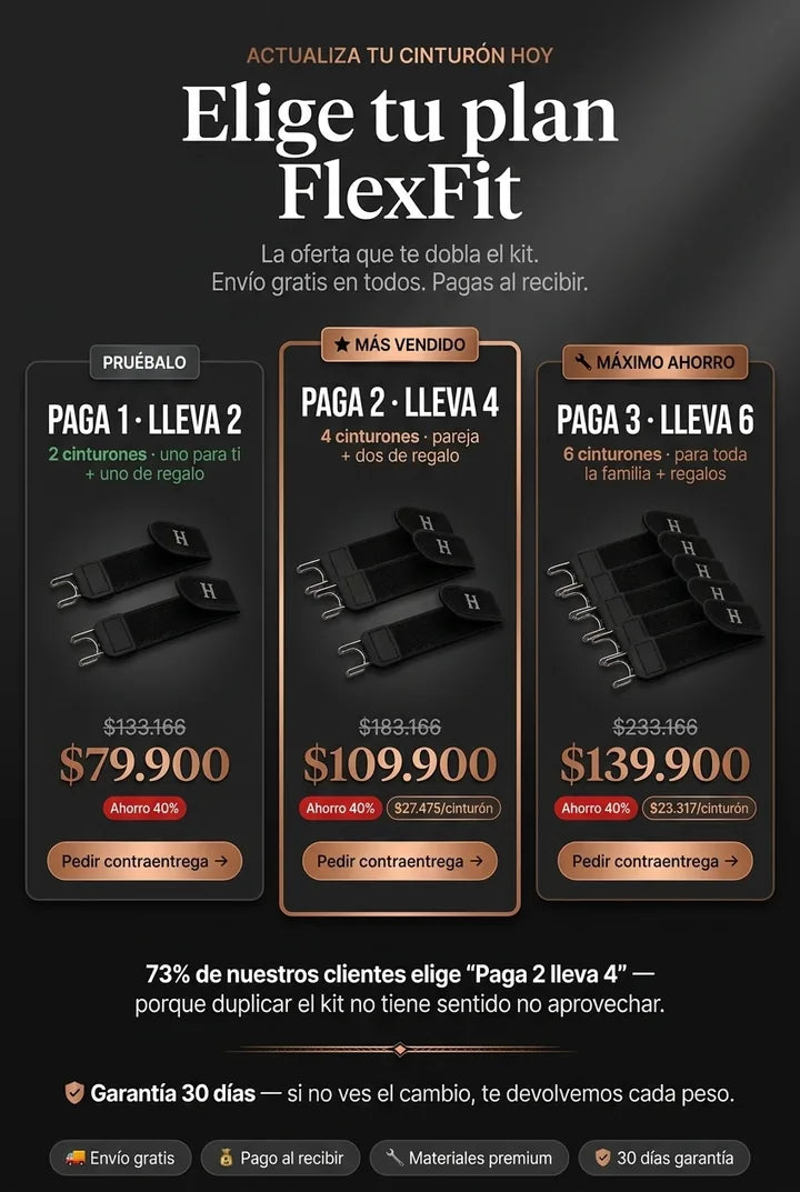 Elige tu plan FlexFit — 1, 2 o 3 cinturones con 40% OFF
