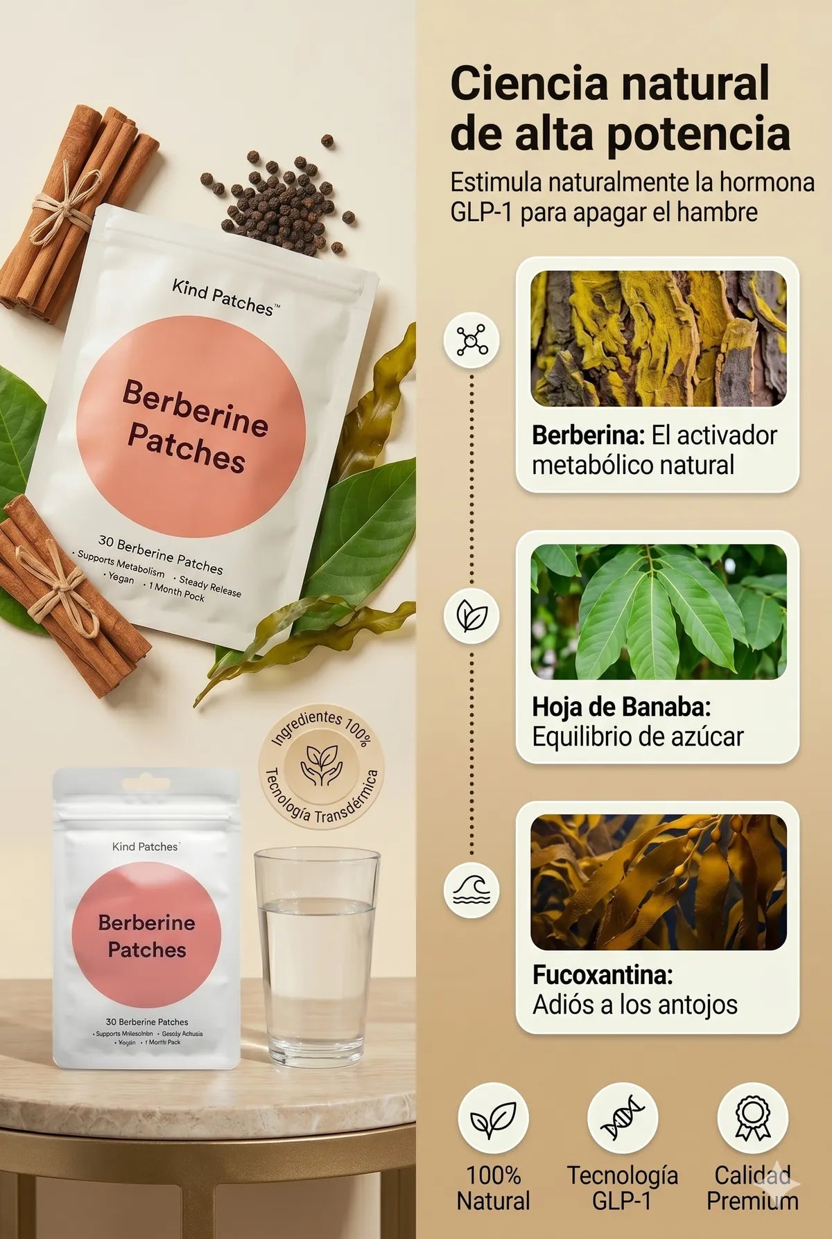 Ciencia natural de alta potencia — ingredientes Berberina, Banaba, Fucoxantina