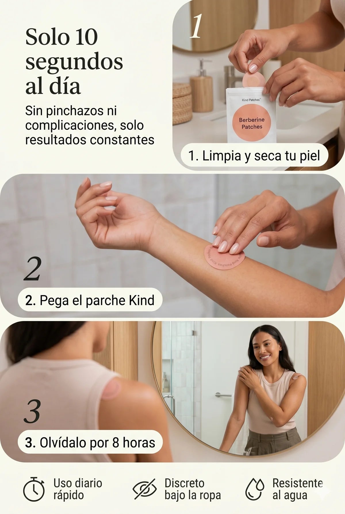 Solo 10 segundos al día — modo de uso en 3 pasos