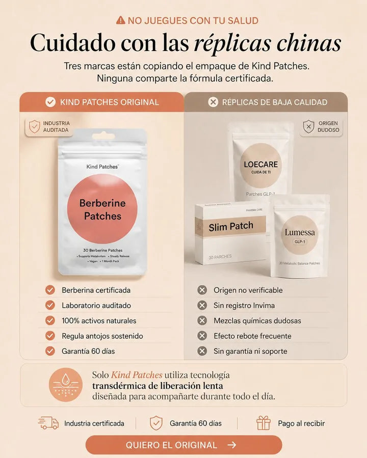 Cuidado con las réplicas chinas — Kind Patches original vs Loecare, Slim Patch, Lumessa