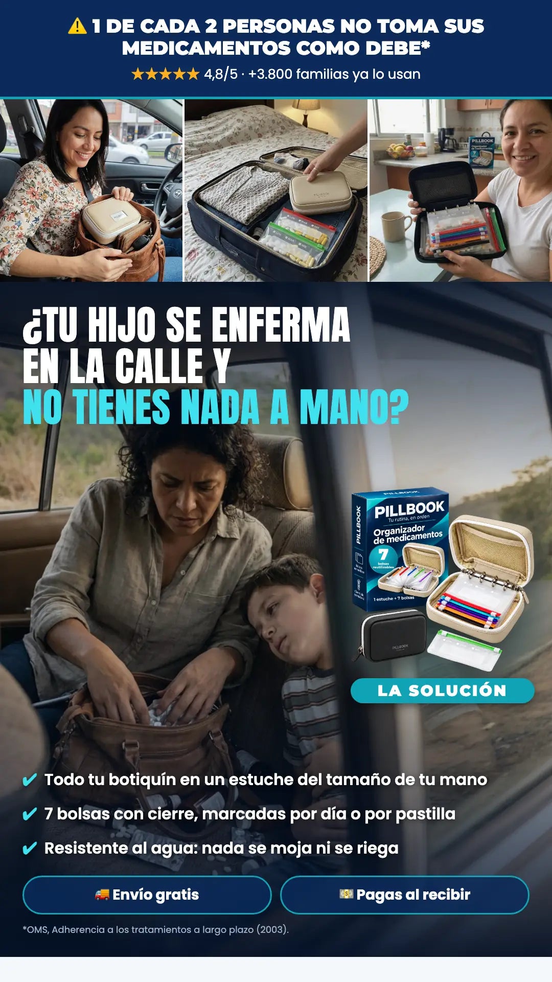 ¿Tu hijo se enferma en la calle y no tienes nada a mano? Pillbook, organizador de medicamentos