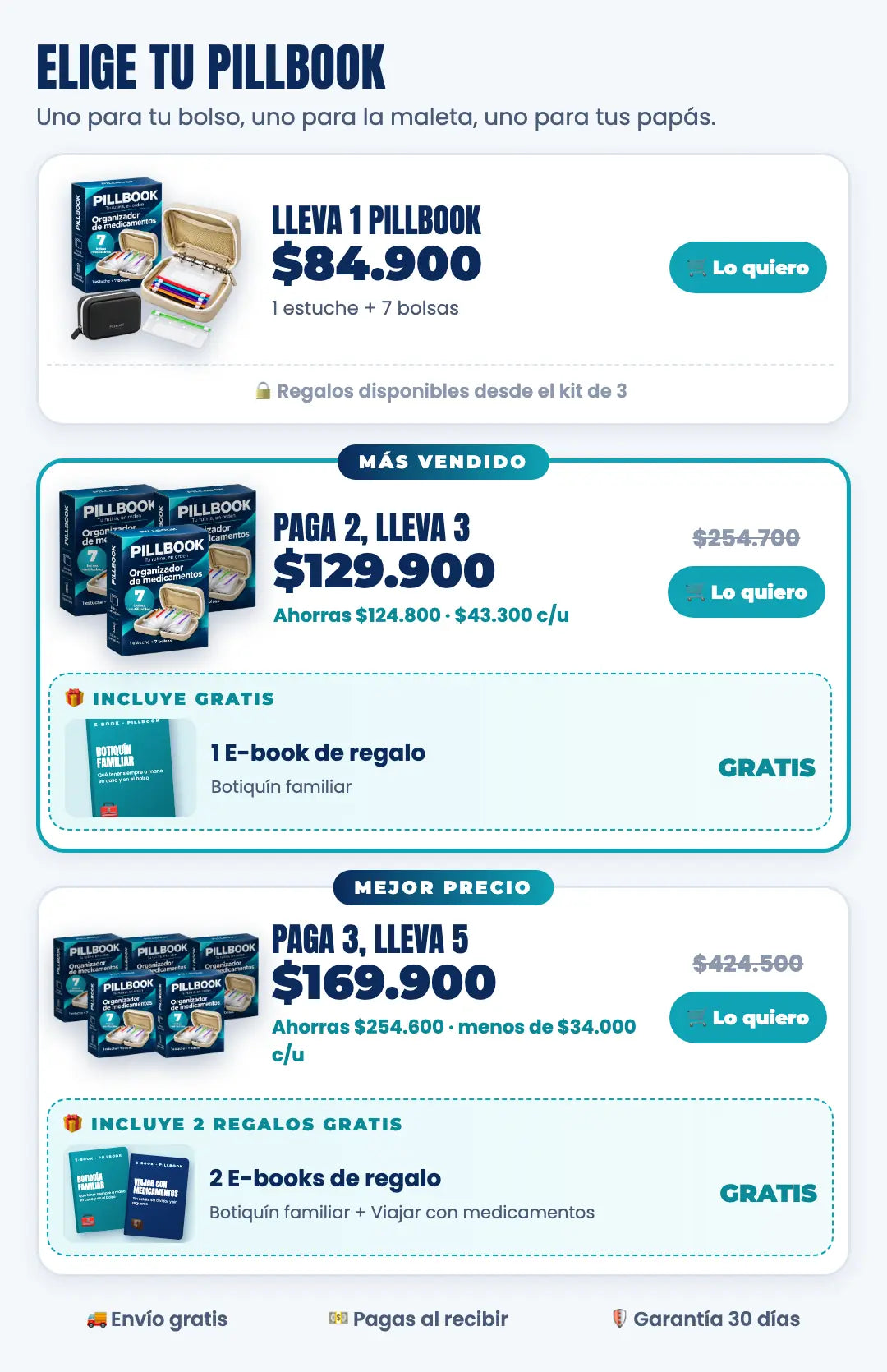 Elige tu Pillbook: 1, paga 2 lleva 3, paga 3 lleva 5