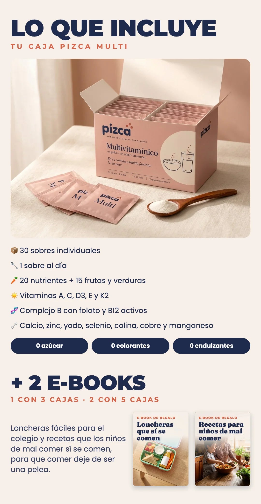 Lo que incluye tu caja Pizca Multi y e-books de regalo