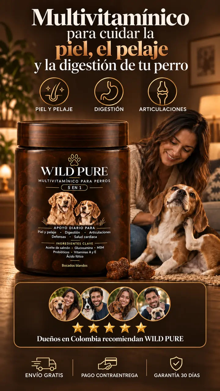 Multivitamínico 5-en-1 para cuidar piel, pelaje y digestión de tu perro — WILD PURE