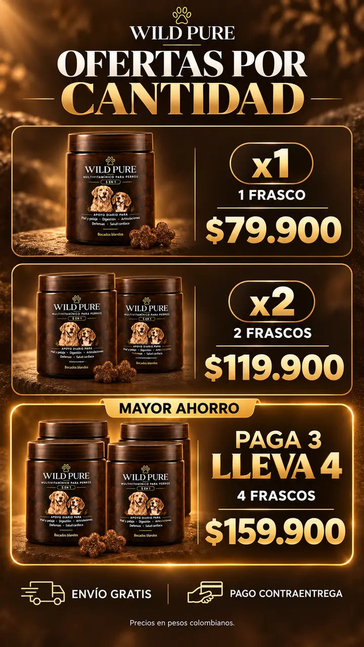 Ofertas por cantidad — x1 $79.900 · x2 $119.900 · Paga 3 Lleva 4 $159.900