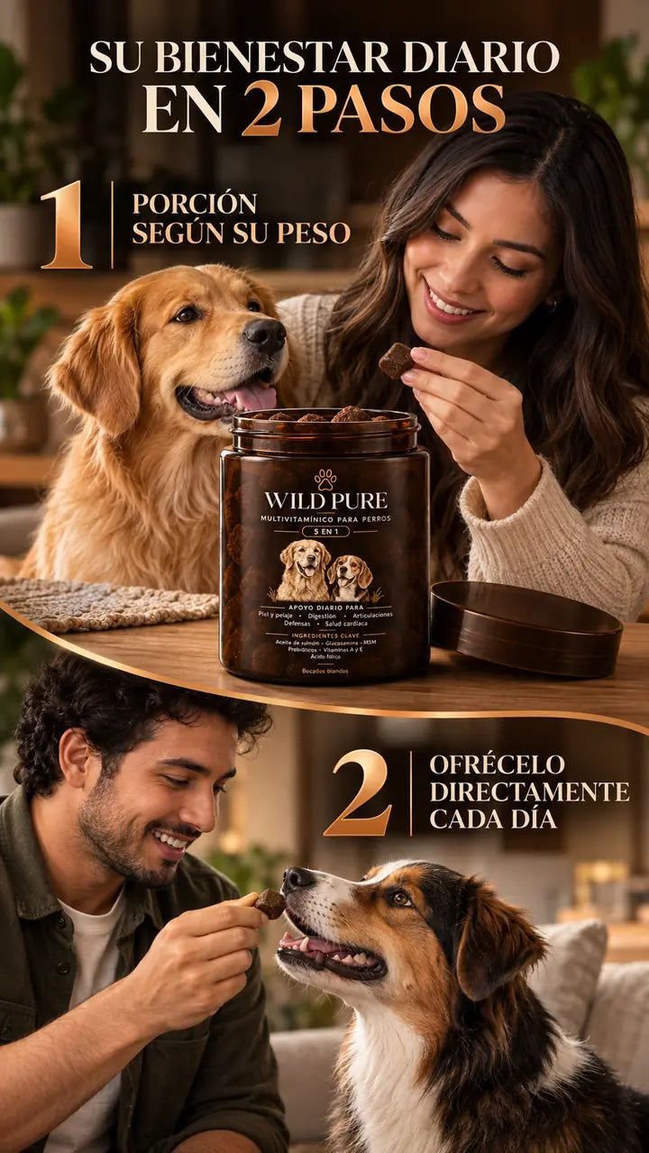 Uso real — tu perro recibe su WILD PURE